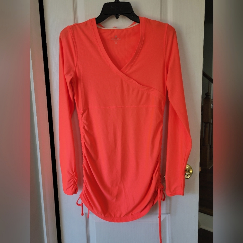 Athleta Wick It Cinched Swim Cover Up Pacifica UPF Orange Sun Guard Size XS